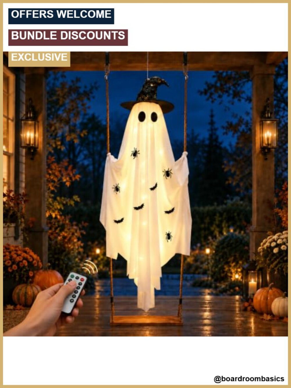 5.9ft Lighted Halloween Swinging Ghost Outdoor Yard Decor 8 Modes Timer